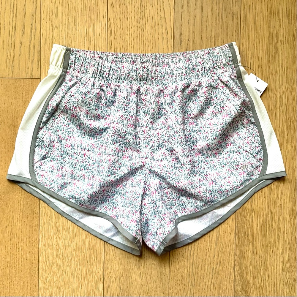 White Grey Printed Run Shorts NWT - Size S